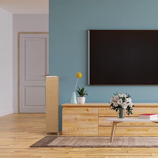 Modern Rectangular Column Floor Lamp with Natural Linen Fabric Shade