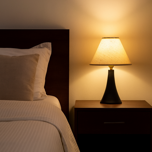 Elegant Hourglass Base Table Lamp with Natural Linen Shade