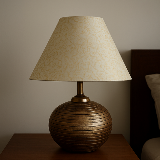 Bohemian Chic Textured Globe Table Lamp with Patterned Shade