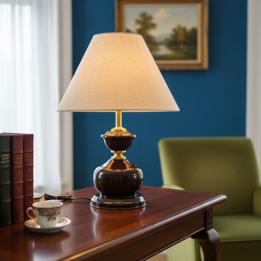 Classic Urn-Style Table Lamp with Linen Shade