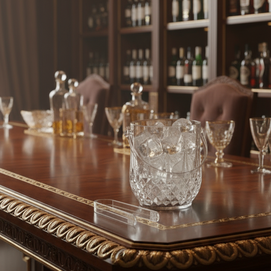 Crystal-Style Glass Ice Bucket with Handle