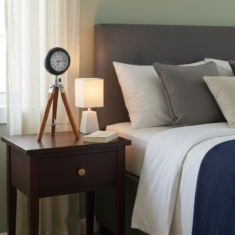 Nautical Tripod Table Clock | Vintage Brass & Wood Desk Watch