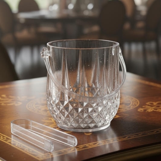 Crystal-Style Glass Ice Bucket with Handle
