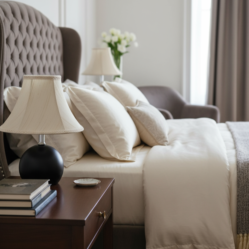 Modern Minimalist Orb Table Lamp with Pleated Fabric Shade
