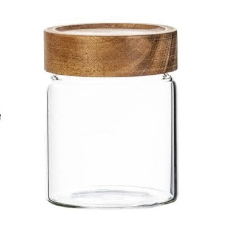 Wooden Lid Glass Jar  |  Set of Three