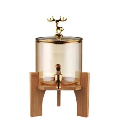 Amber Glass Beverage Pitcher with Golden Deer Lid (2.6L)