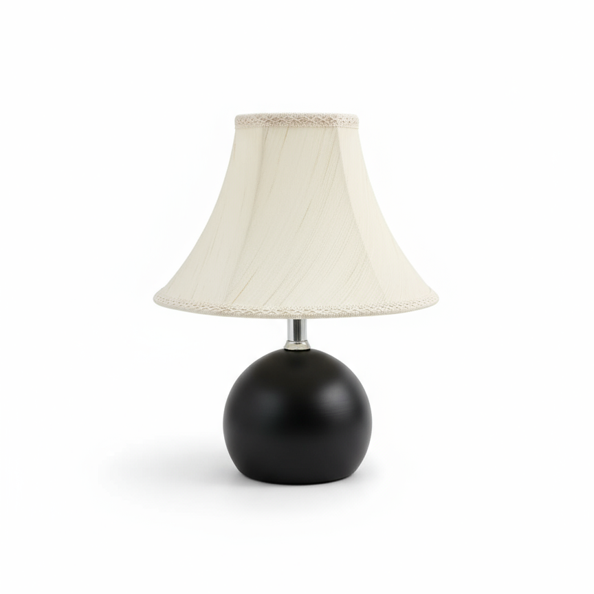 Modern Minimalist Orb Table Lamp with Pleated Fabric Shade