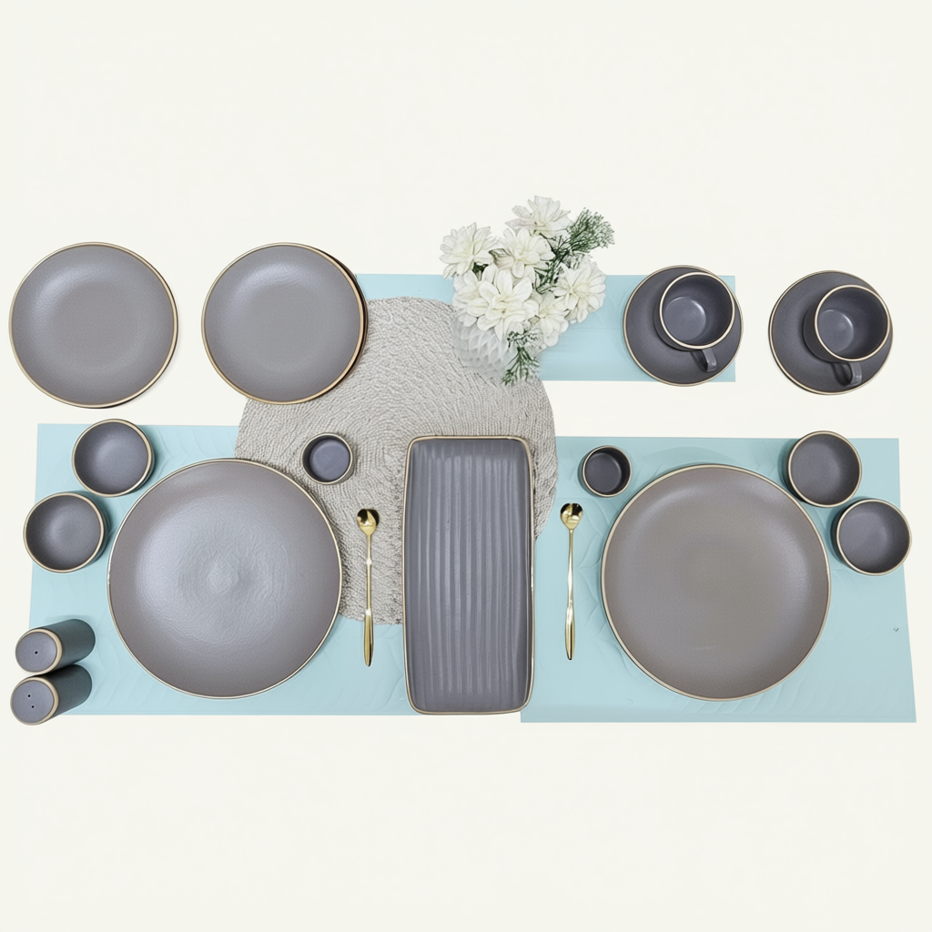 Elan  26-Piece Ceramic Dinnerware Set – Modern Matte Finish