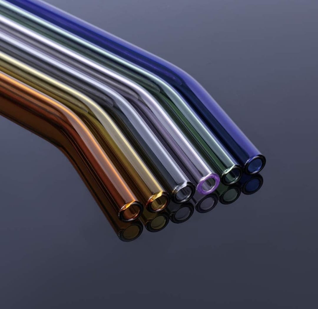 Borosilicate Glass Straw Set Of 6 with Cleaning Brush