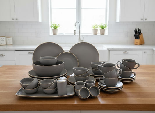 Premium Elan Collection 47-Piece Ceramic Dinnerware Set – Timeless Elegance for Every Occasion