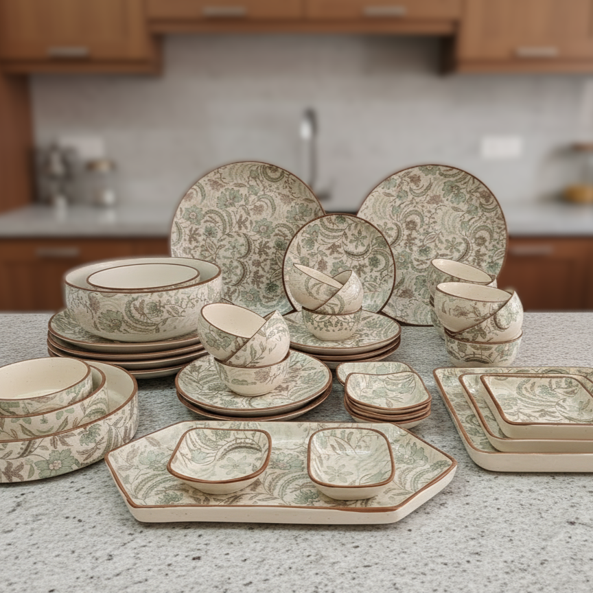 Handcrafted Verona Ceramic Dinner Set – 40 Pieces